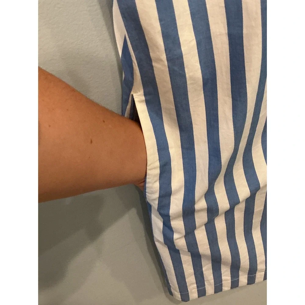 NEW J Crew Women Halter Bow Back Poplin Shift Dress Blue Stripe Beach Preppy 6